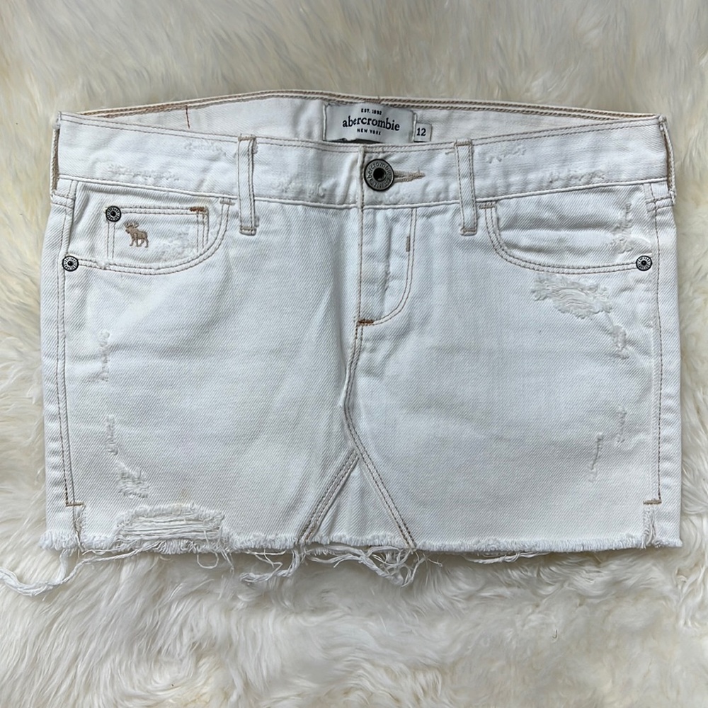 Abercrombie kids white jean skirt